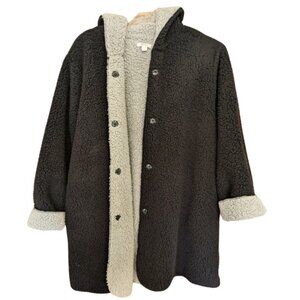 Women's Black and Gray Teddy Coat  Siz 0X/1X